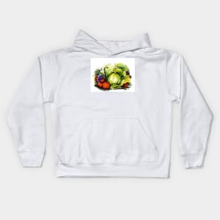 Lettuce Eat - Watercolour and Ink Painting Kids Hoodie